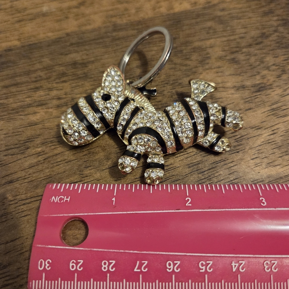 Zebra Crystal Rhinestone Pendant Keychain - Picture 12 of 12